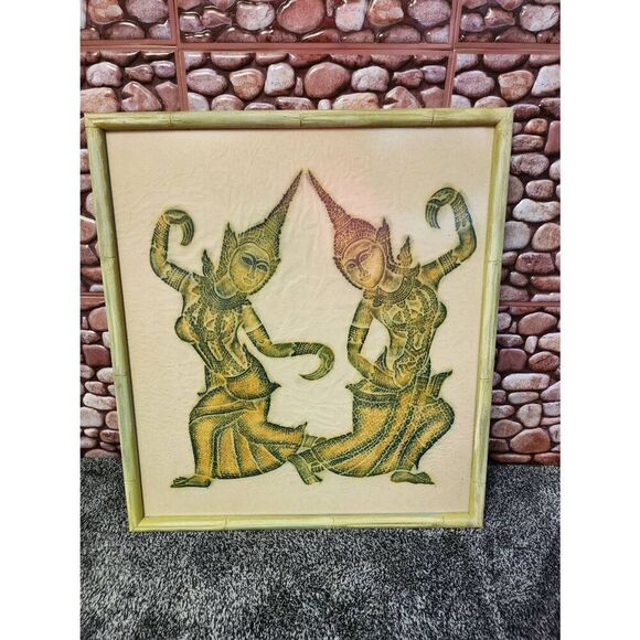 Vintage Temple Rubbing Siam Thai  Framed Picture Art - Picture 9 of 9